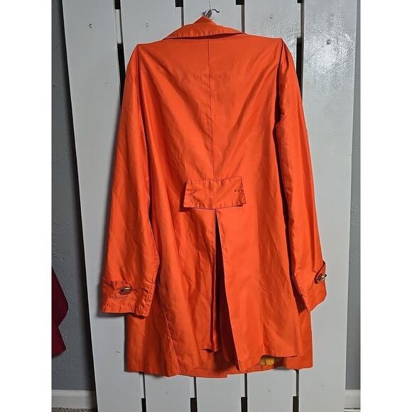 Twiggy London VTG Chic Rain Coat XL Bold Orange Retro Mod 60's Style Trench - Picture 2 of 15